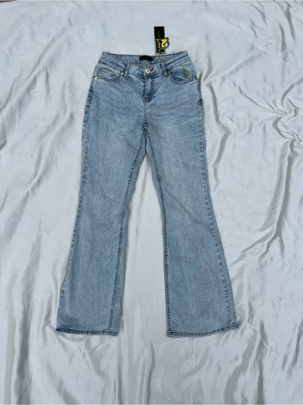 Baby Phat Light Wash Embroidered Flare Jeans